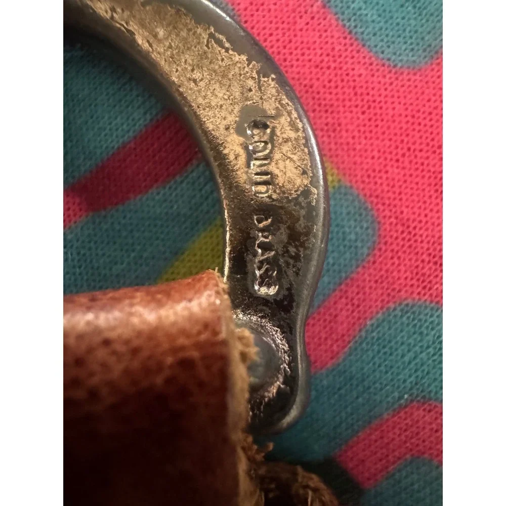 Womens VTG Braided Belt Leather Brass Buckle Boho Western sz 40 no holes Mexico